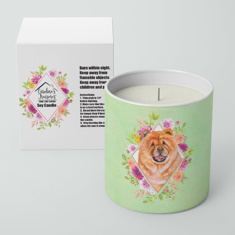 Chow Chow Style 1 Green Flowers 10 oz Decorative Soy Candle Image 2