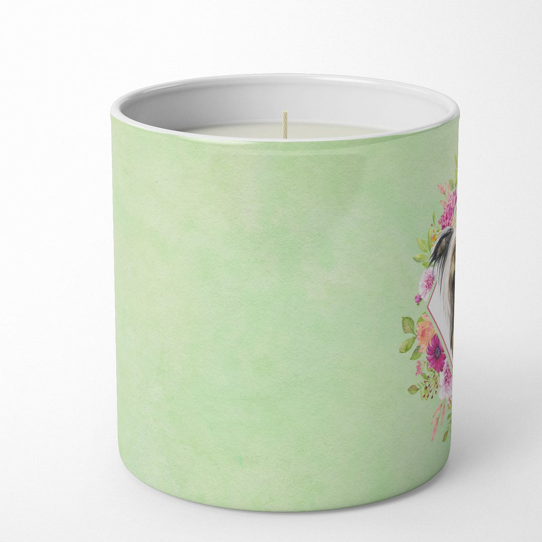 Chinese Crested Green Flowers 10 oz Decorative Soy Candle Image 3