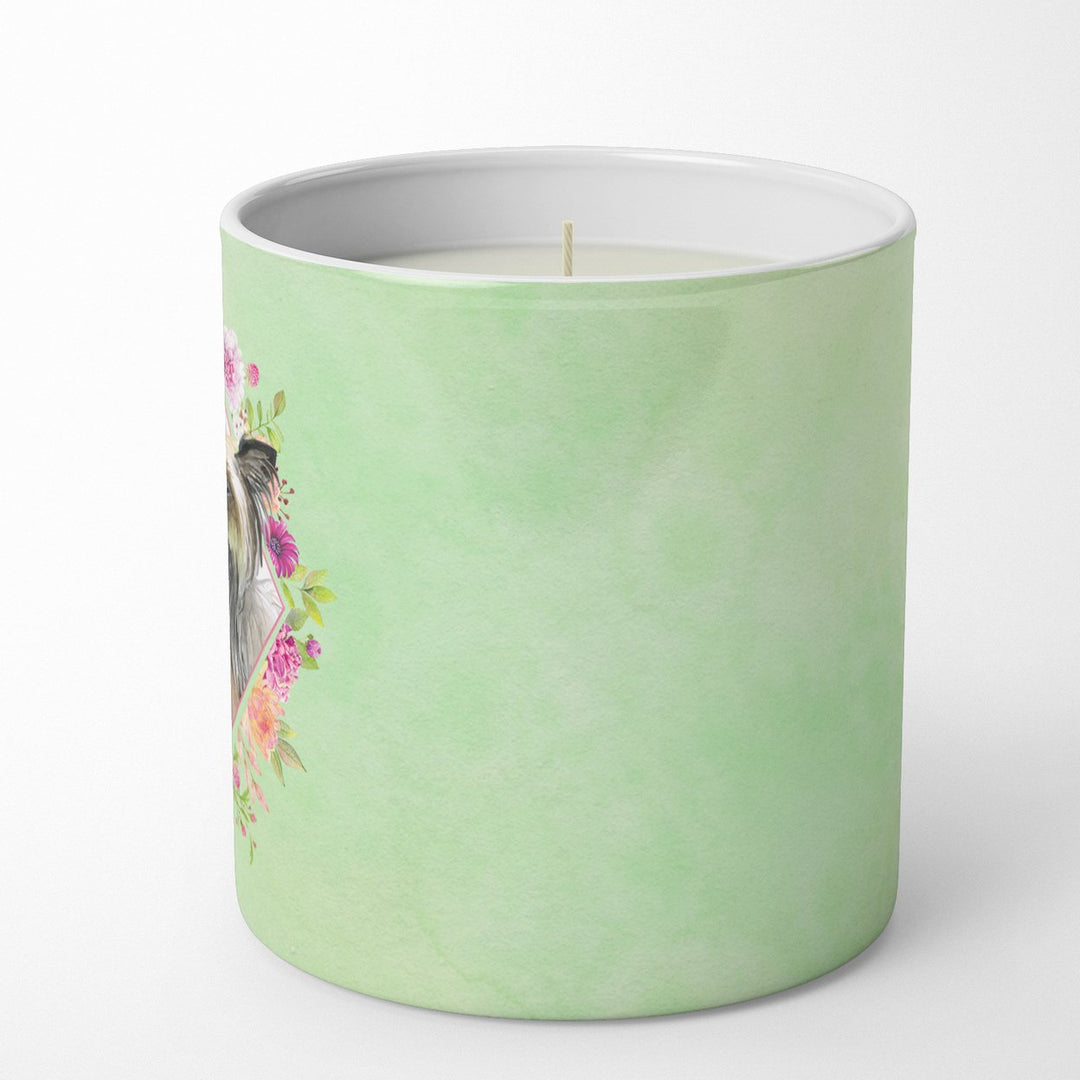 Chinese Crested Green Flowers 10 oz Decorative Soy Candle Image 5