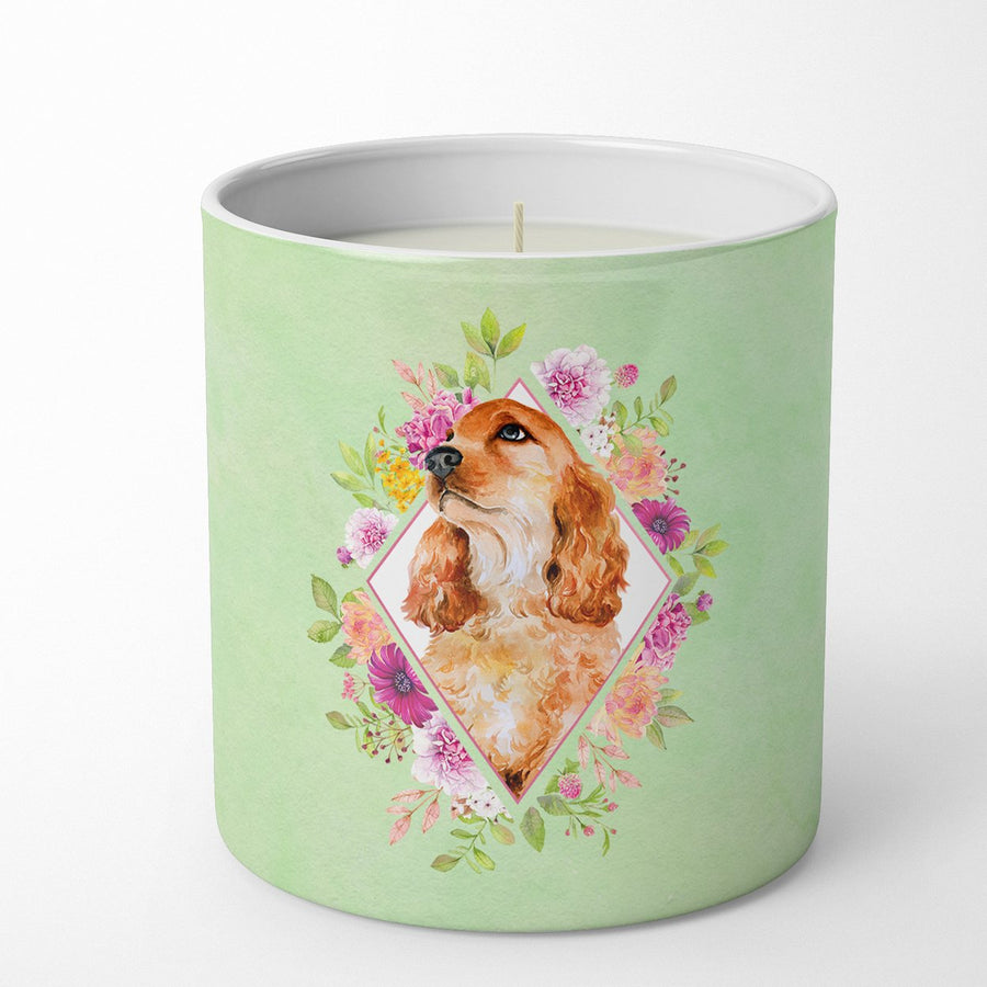 Chow Chow Style 2 Green Flowers 10 oz Decorative Soy Candle Image 1