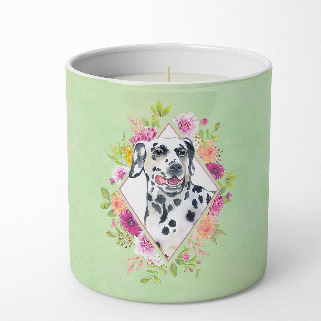 Dalmatian Green Flowers 10 oz Decorative Soy Candle Image 1