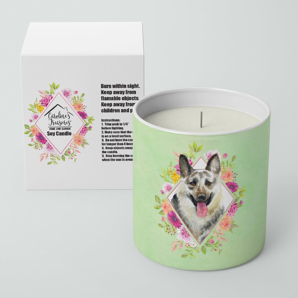 Eastern German Shepherd Green Flowers 10 oz Decorative Soy Candle Image 2