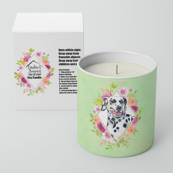 Dalmatian Green Flowers 10 oz Decorative Soy Candle Image 2