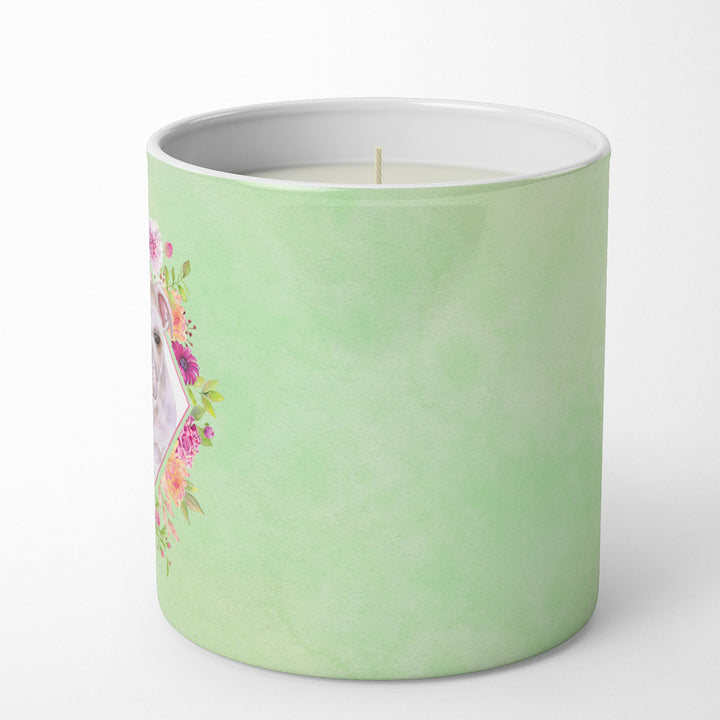 English Bulldog Green Flowers 10 oz Decorative Soy Candle Image 5