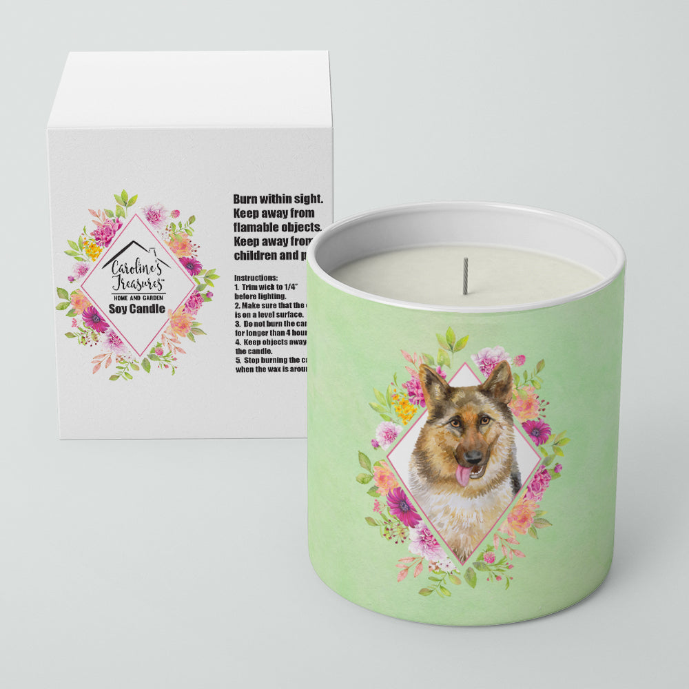 German Shepherd Style 1 Green Flowers 10 oz Decorative Soy Candle Image 2