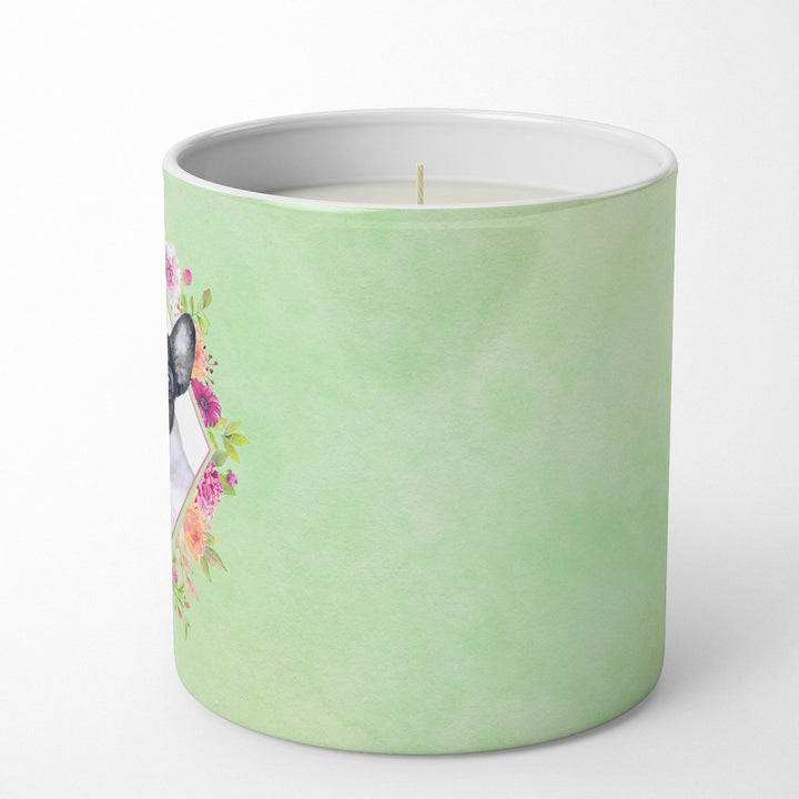 French Bulldog Green Flowers 10 oz Decorative Soy Candle Image 5