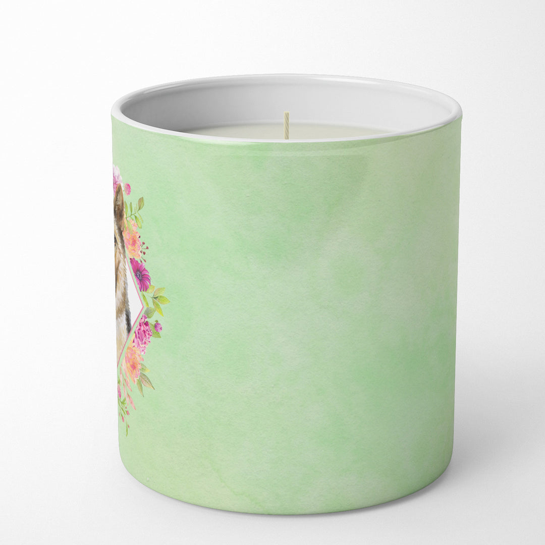 German Shepherd Style 1 Green Flowers 10 oz Decorative Soy Candle Image 5