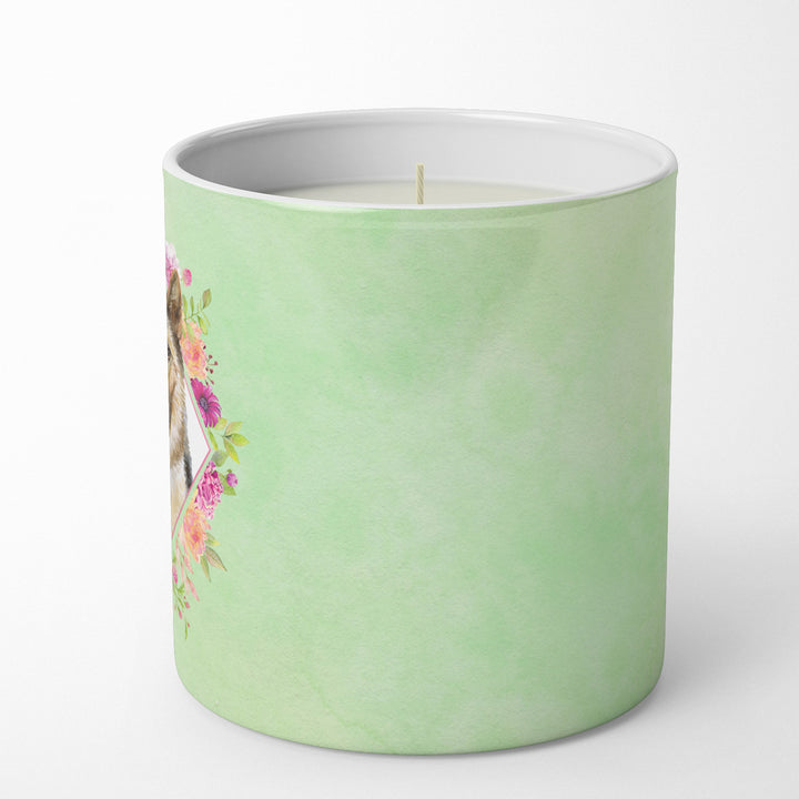 German Shepherd Style 1 Green Flowers 10 oz Decorative Soy Candle Image 5