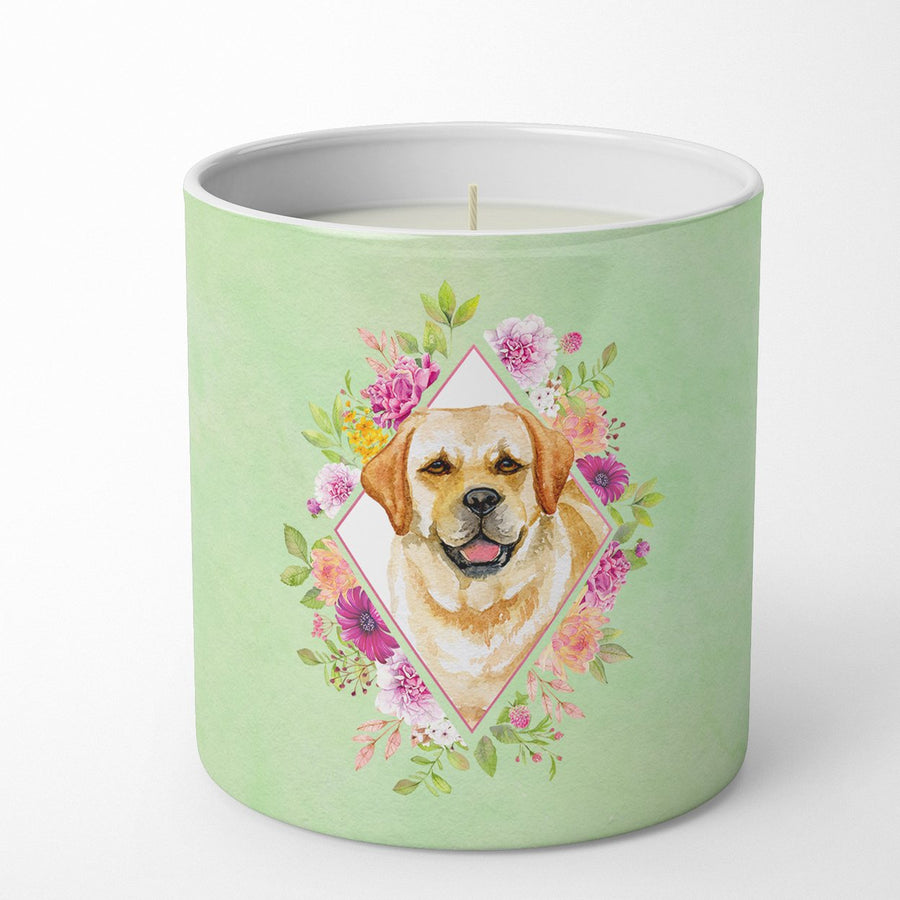 Golden Retriever Green Flowers 10 oz Decorative Soy Candle Image 1