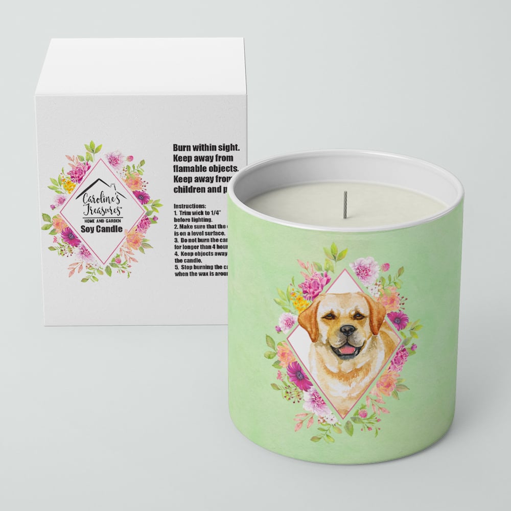 Golden Retriever Green Flowers 10 oz Decorative Soy Candle Image 2