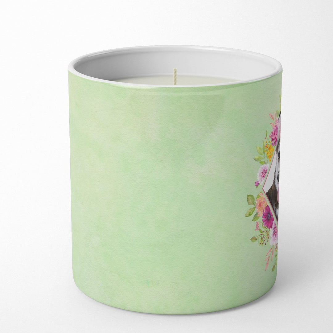 Siberian Husky Style 1 Green Flowers 10 oz Decorative Soy Candle Image 3