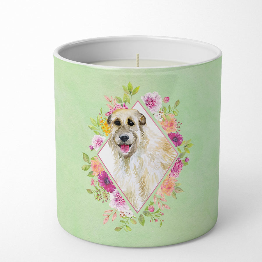 Irish Wolfhound Green Flowers 10 oz Decorative Soy Candle Image 1