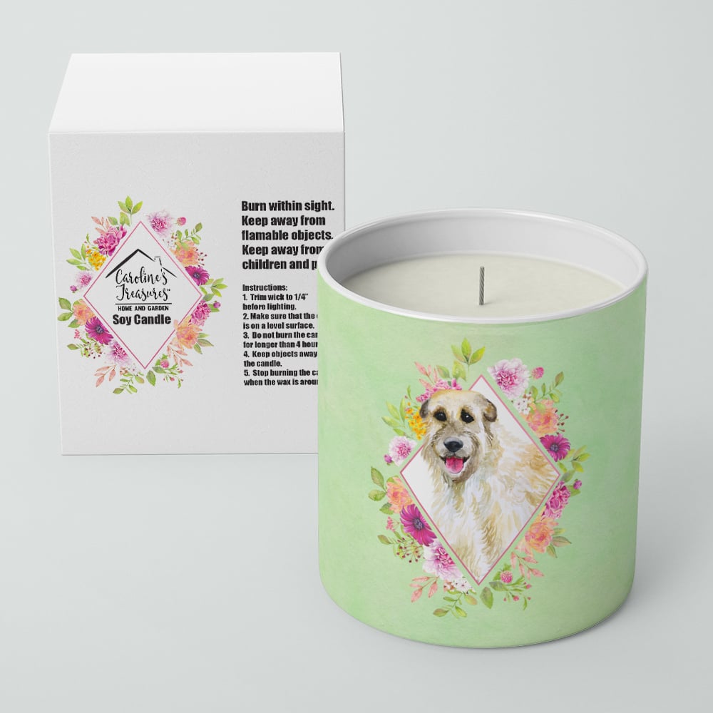 Irish Wolfhound Green Flowers 10 oz Decorative Soy Candle Image 2