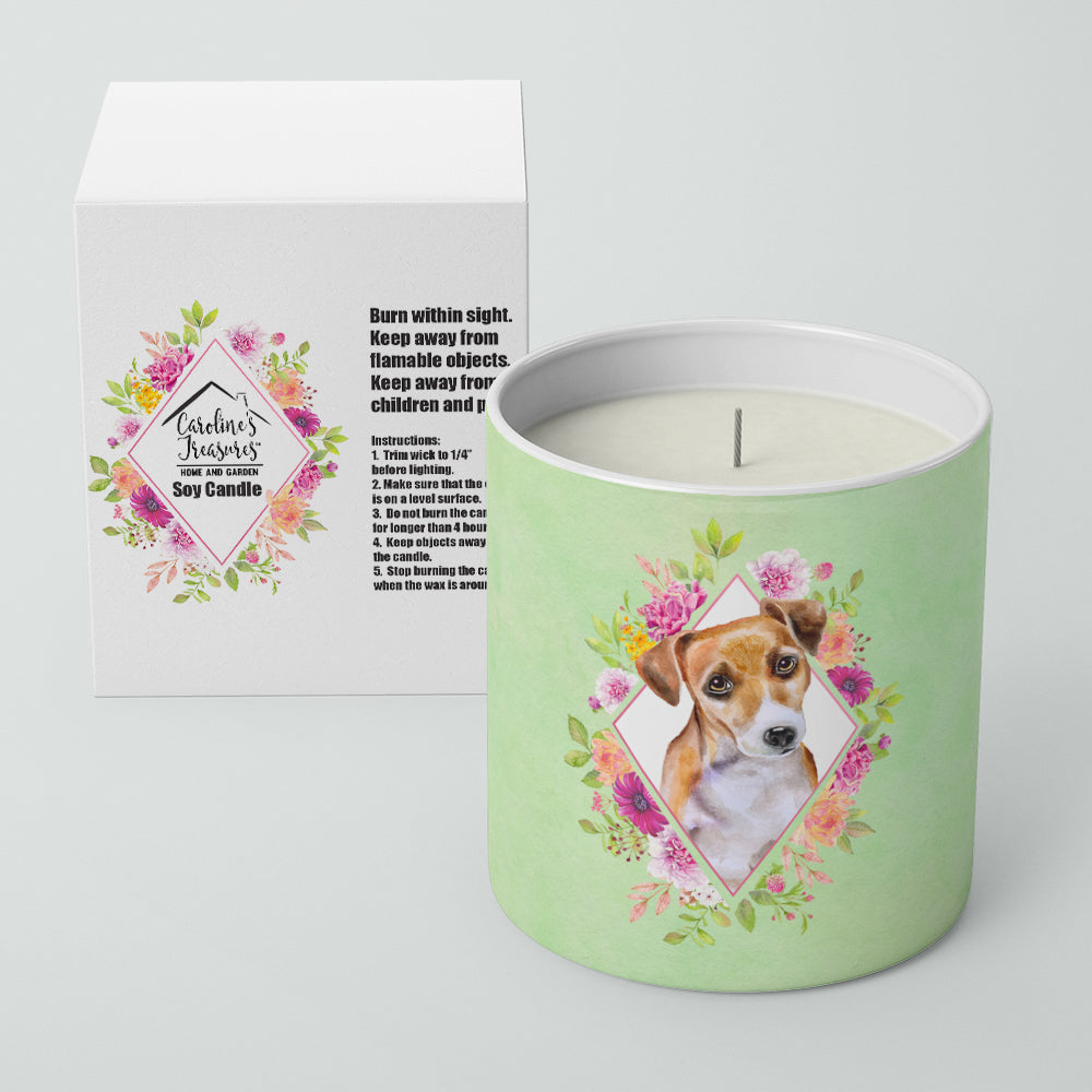 Jack Russell Terrier Style 1 Green Flowers 10 oz Decorative Soy Candle Image 2