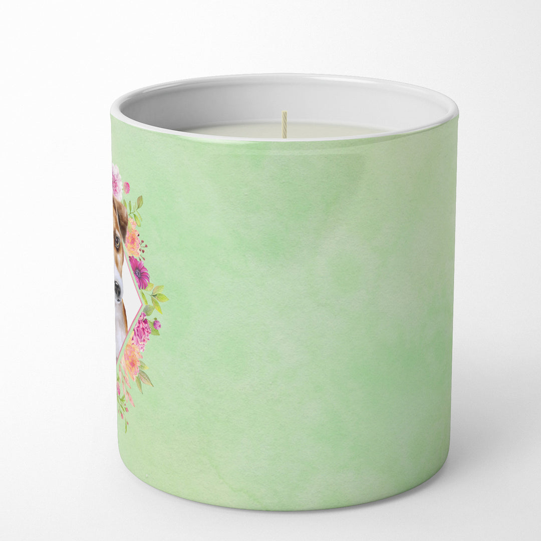 Jack Russell Terrier Style 1 Green Flowers 10 oz Decorative Soy Candle Image 5