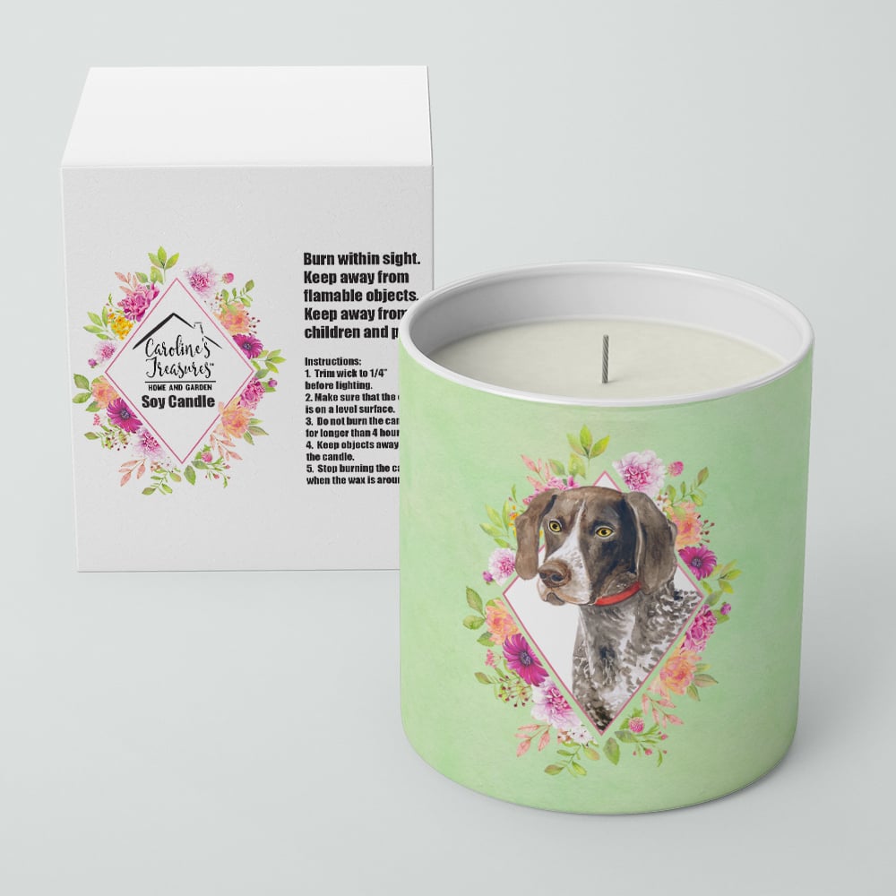 German Shorthaired Pointer Green Flowers 10 oz Decorative Soy Candle Image 2