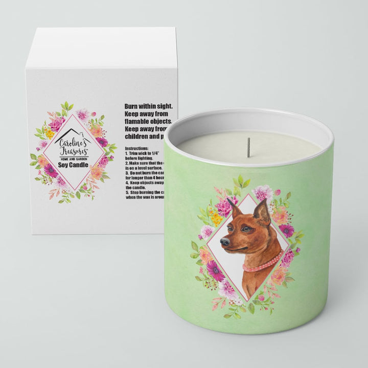 Miniature Pinscher Green Flowers 10 oz Decorative Soy Candle Image 2