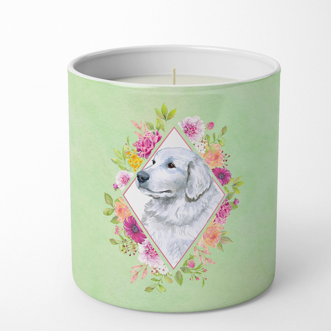 Great Pyrenees Green Flowers 10 oz Decorative Soy Candle Image 4