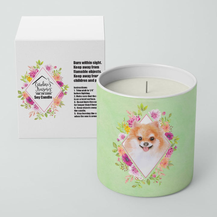 Pomeranian Style 1 Green Flowers 10 oz Decorative Soy Candle Image 2