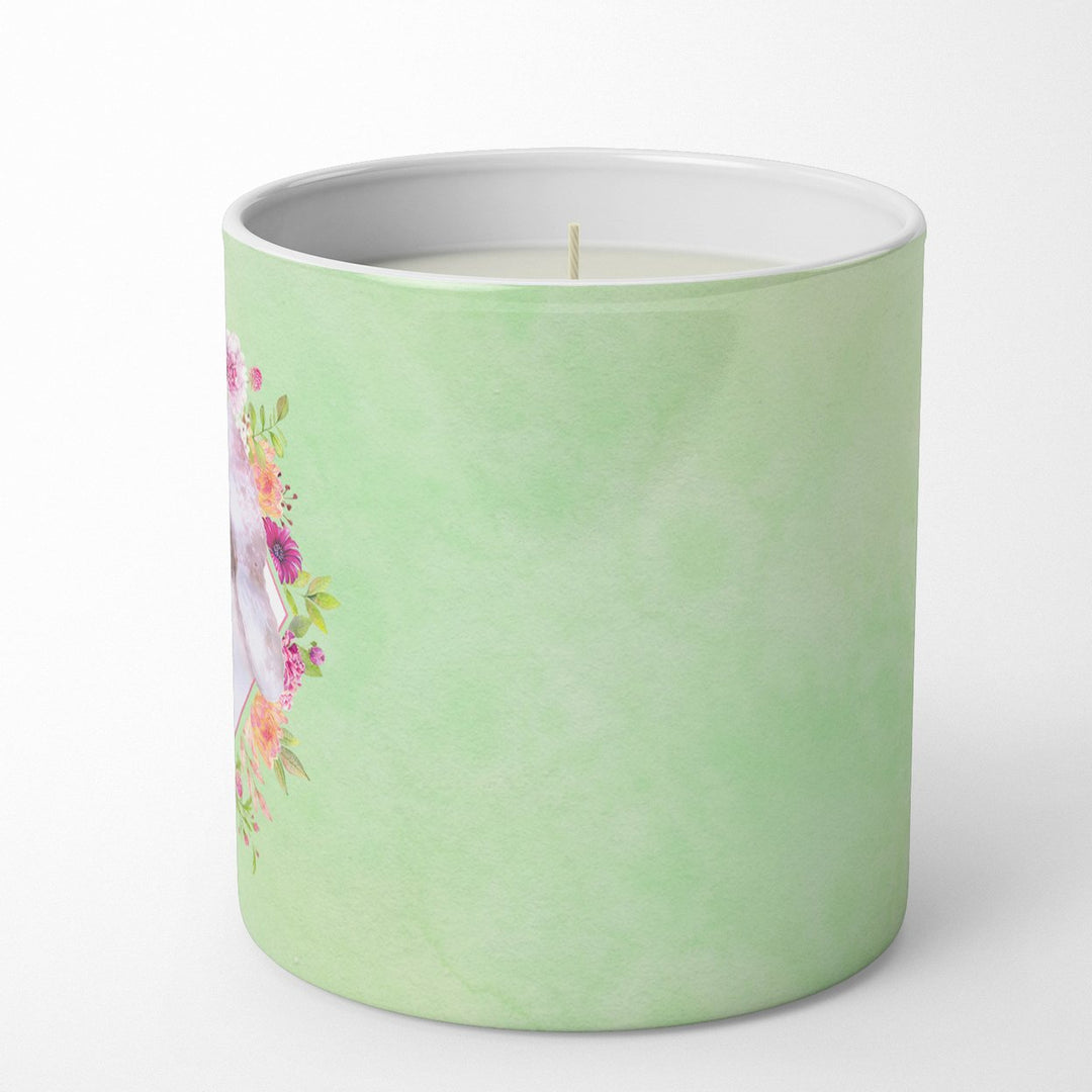 Standard White Poodle Green Flowers 10 oz Decorative Soy Candle Image 5