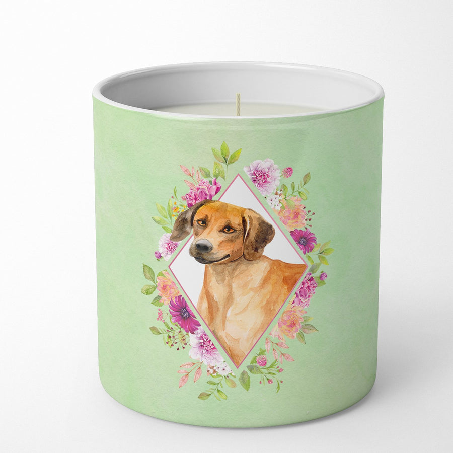 Rhodesian Ridgeback Green Flowers 10 oz Decorative Soy Candle Image 1