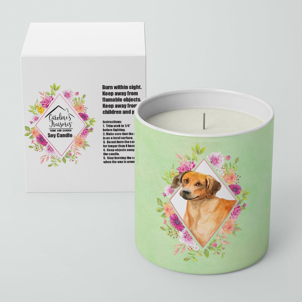 Rhodesian Ridgeback Green Flowers 10 oz Decorative Soy Candle Image 2