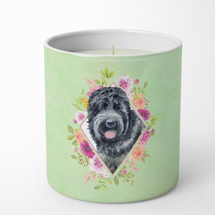 Russian Black Terrier Green Flowers 10 oz Decorative Soy Candle Image 1