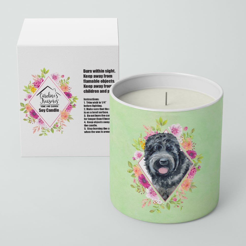 Russian Black Terrier Green Flowers 10 oz Decorative Soy Candle Image 2