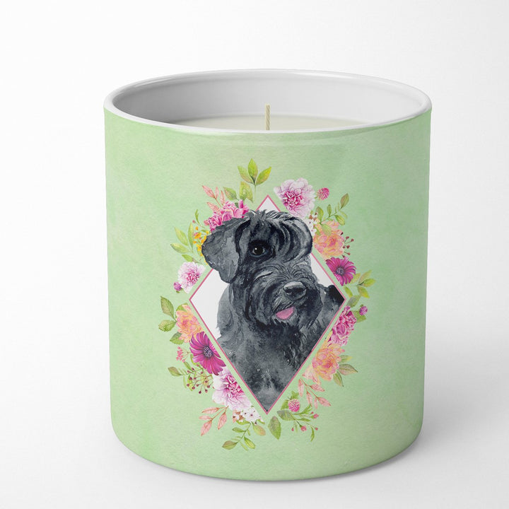 Giant Schnauzer Green Flowers 10 oz Decorative Soy Candle Image 1