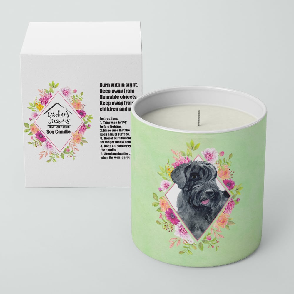 Giant Schnauzer Green Flowers 10 oz Decorative Soy Candle Image 2