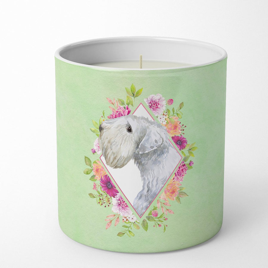 Sealyham Terrier Green Flowers 10 oz Decorative Soy Candle Image 1