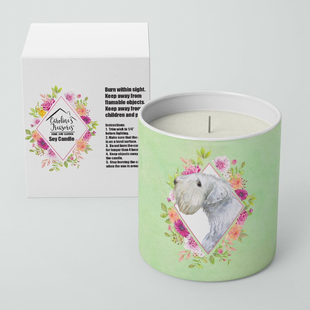 Sealyham Terrier Green Flowers 10 oz Decorative Soy Candle Image 2