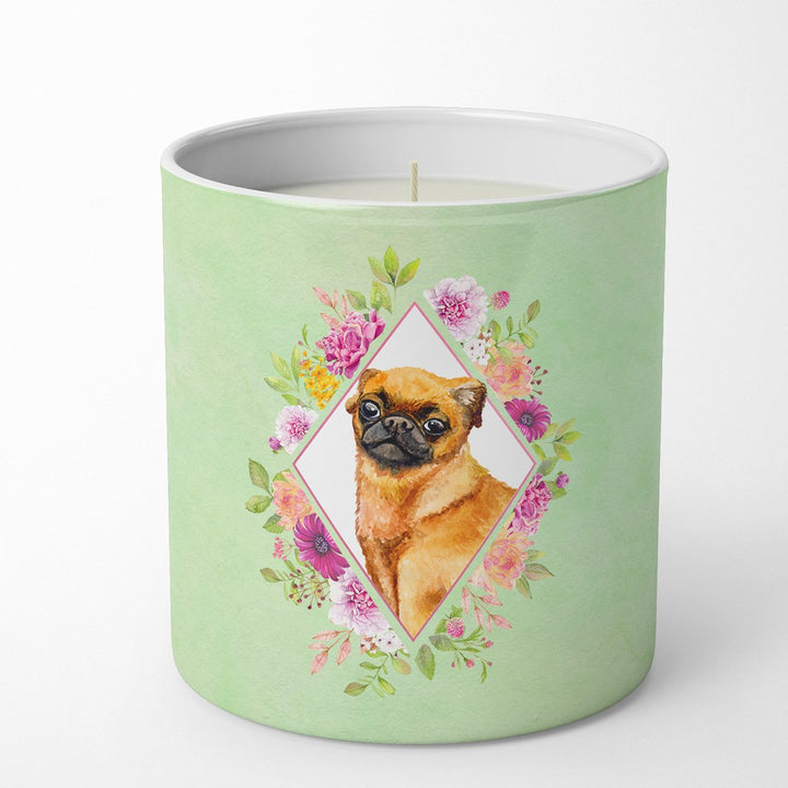 Brabant Griffon Green Flowers 10 oz Decorative Soy Candle Image 1