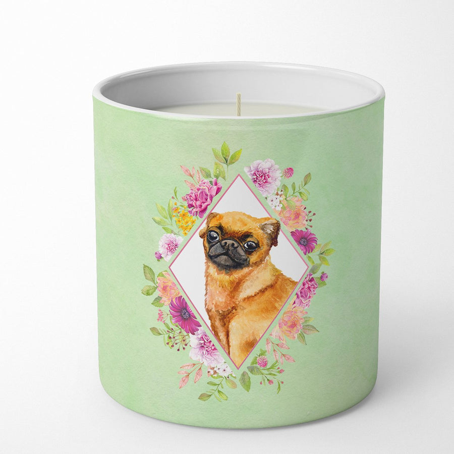 Brabant Griffon Green Flowers 10 oz Decorative Soy Candle Image 1