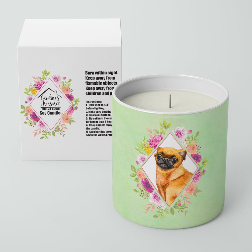 Brabant Griffon Green Flowers 10 oz Decorative Soy Candle Image 2