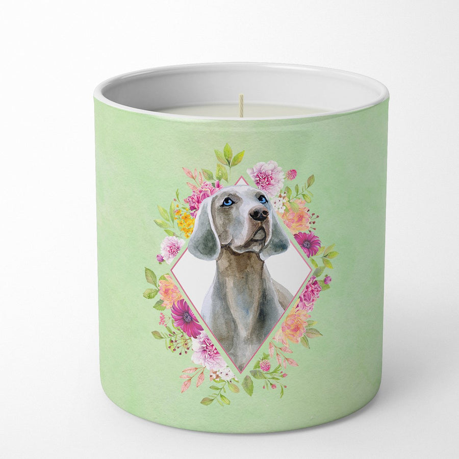 Weimaraner Green Flowers 10 oz Decorative Soy Candle Image 1