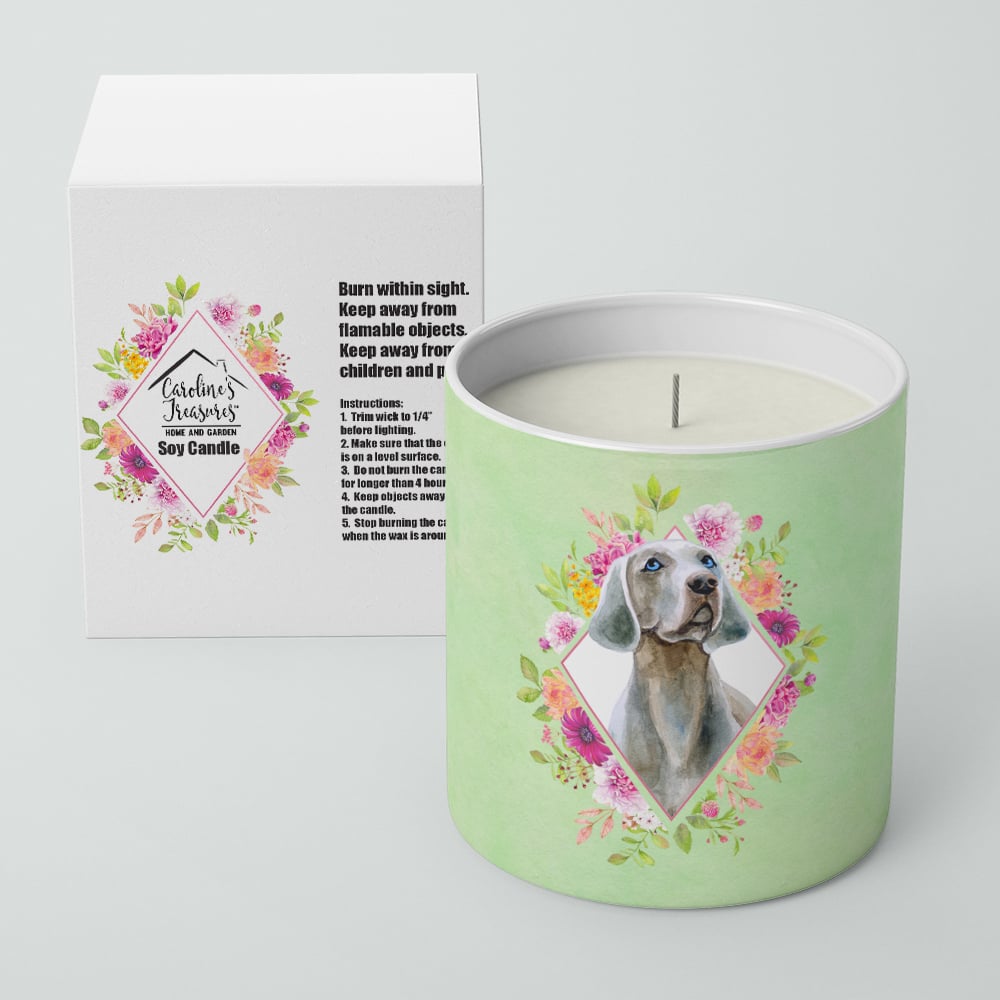 Weimaraner Green Flowers 10 oz Decorative Soy Candle Image 2