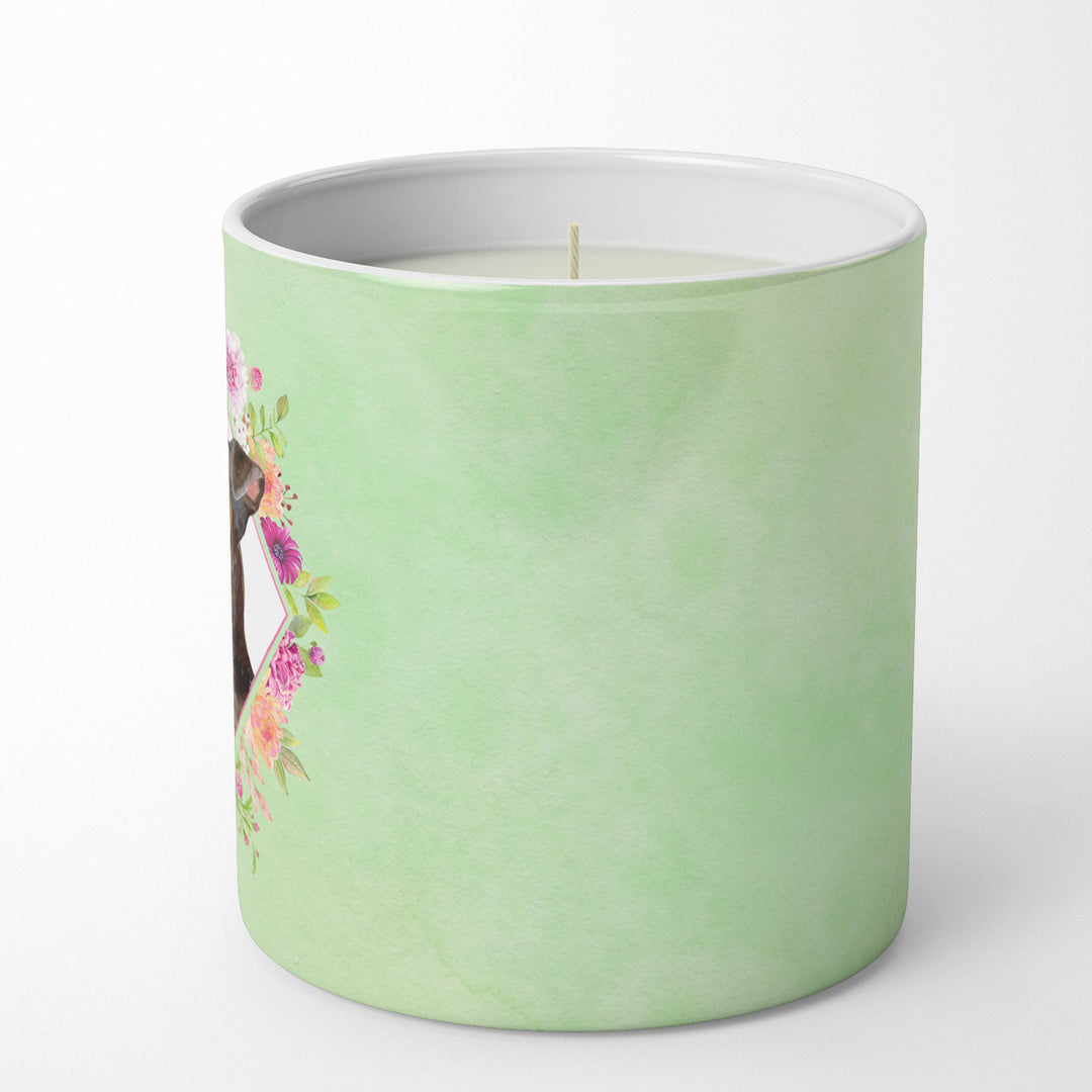 Black Miniature Pinscher Green Flowers 10 oz Decorative Soy Candle Image 5