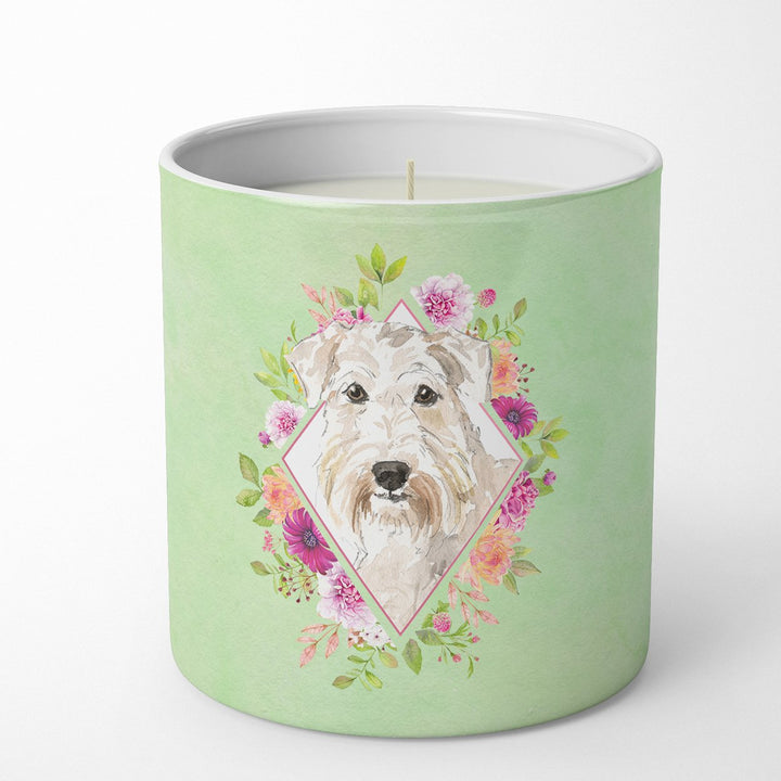 Wheaten Terrier Green Flowers 10 oz Decorative Soy Candle Image 1