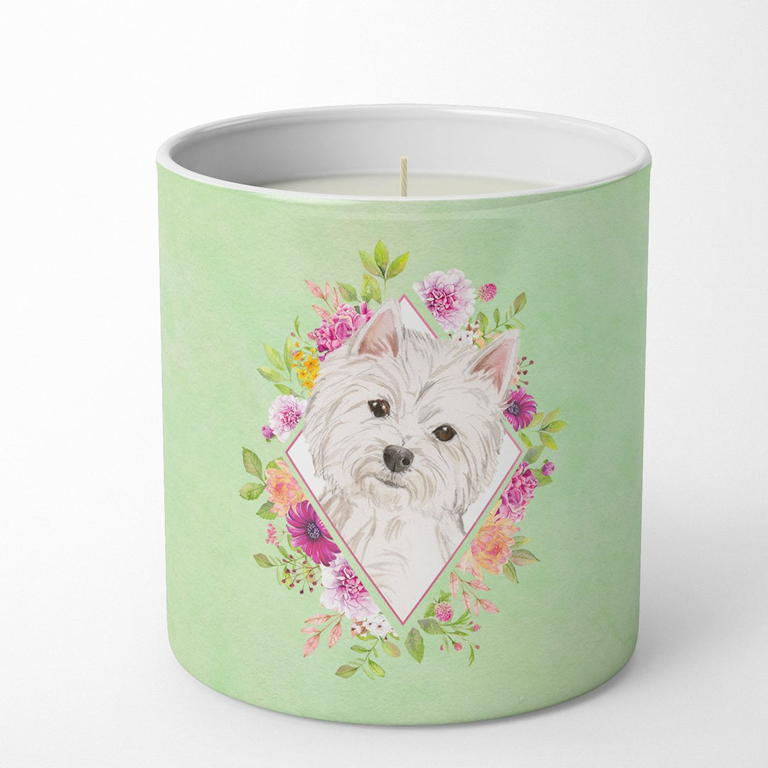 Westie Green Flowers 10 oz Decorative Soy Candle Image 4