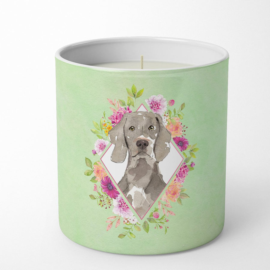 Weimaraner Green Flowers 10 oz Decorative Soy Candle Image 1