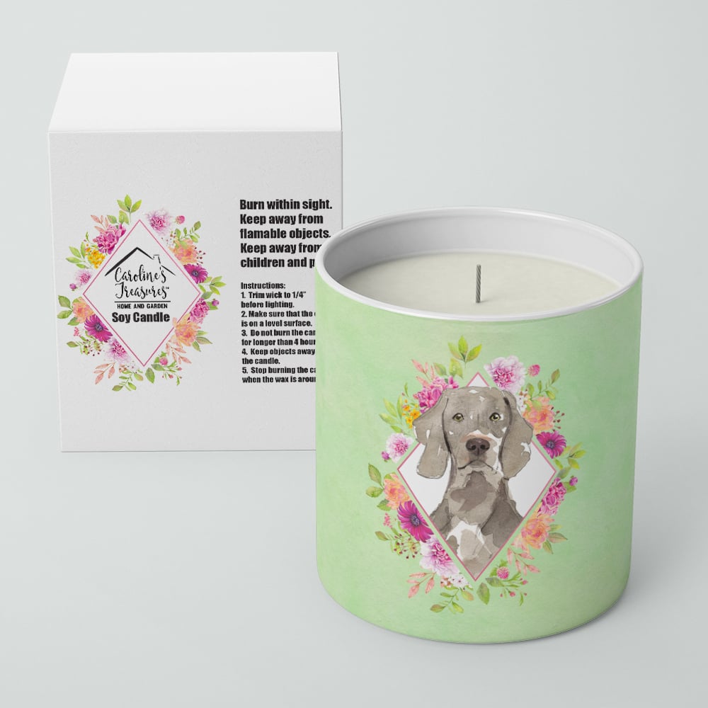 Weimaraner Green Flowers 10 oz Decorative Soy Candle Image 2