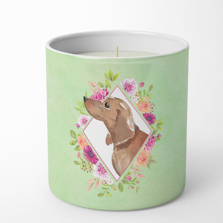 Dachshund Green Flowers 10 oz Decorative Soy Candle Image 4