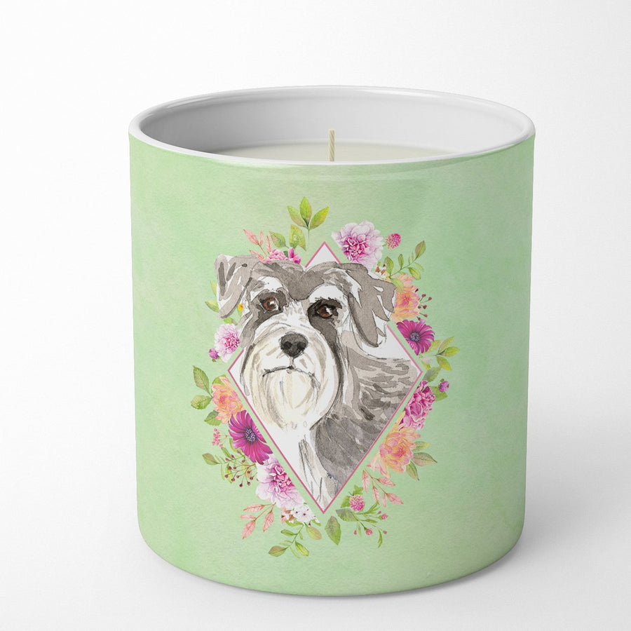 Schnauzer Style 1 Green Flowers 10 oz Decorative Soy Candle Image 1