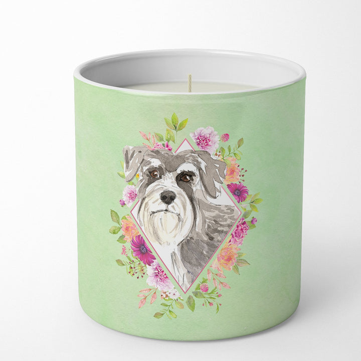 Schnauzer Style 1 Green Flowers 10 oz Decorative Soy Candle Image 4