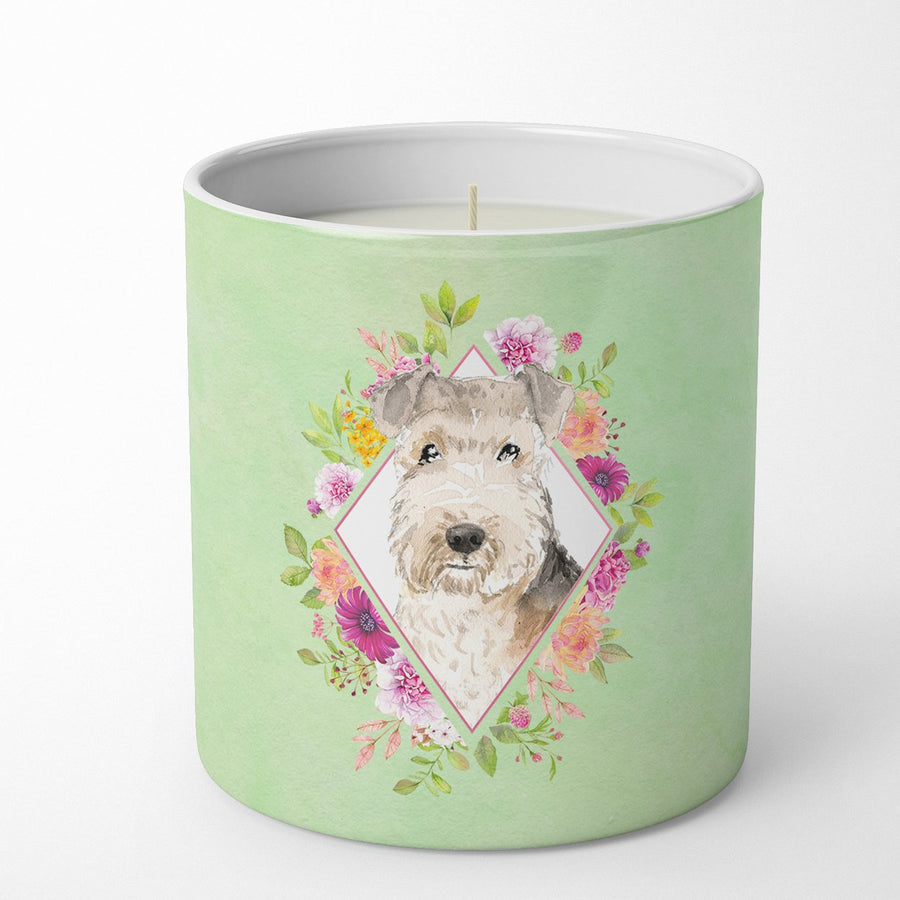 Lakeland Terrier Green Flowers 10 oz Decorative Soy Candle Image 1