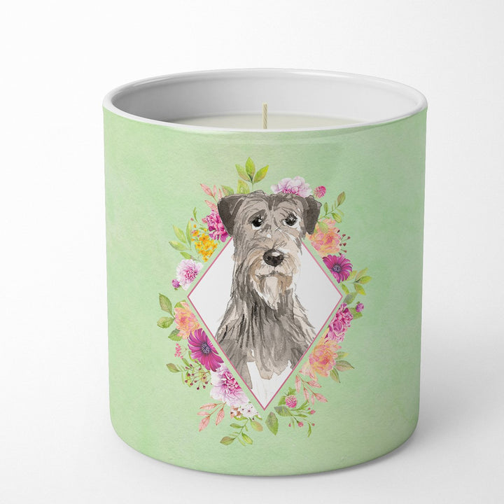 Irish Wolfhound Green Flowers 10 oz Decorative Soy Candle Image 1