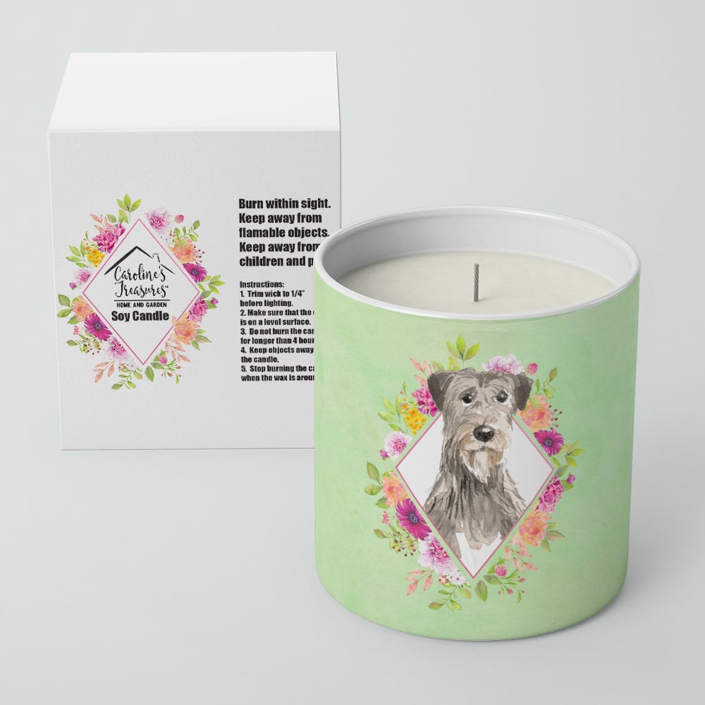 Irish Wolfhound Green Flowers 10 oz Decorative Soy Candle Image 2