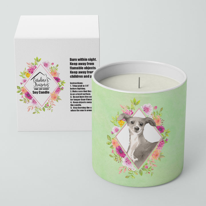 Italian Greyhound Green Flowers 10 oz Decorative Soy Candle Image 2