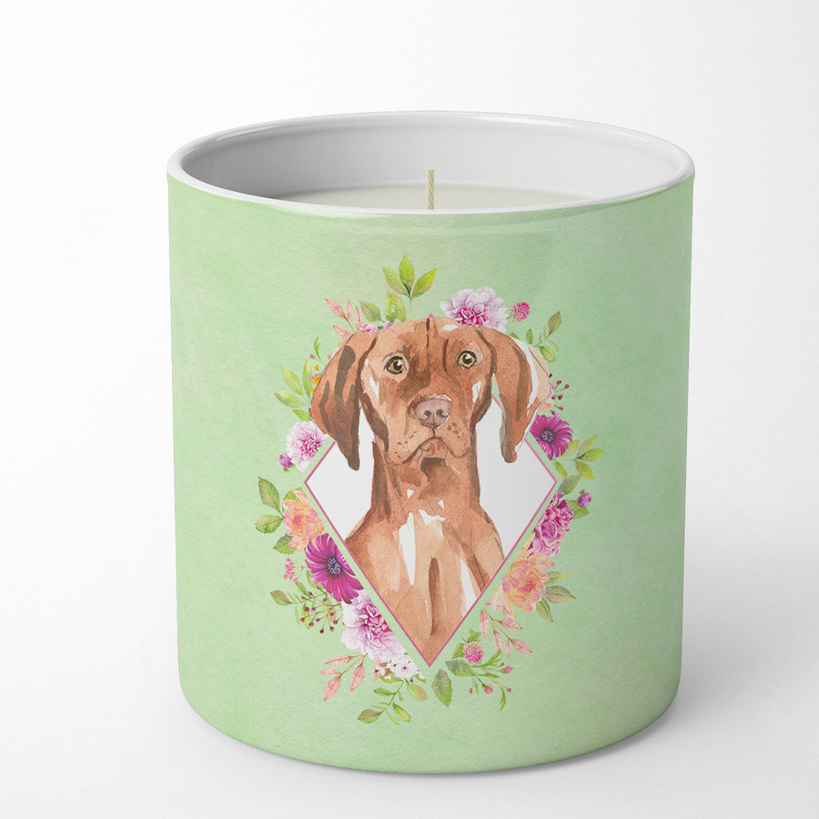 Vizsla Green Flowers 10 oz Decorative Soy Candle Image 1